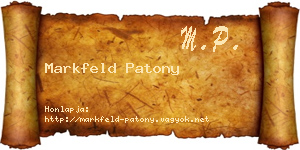 Markfeld Patony névjegykártya